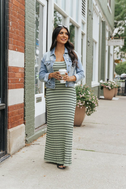 Light Green Striped Tank Maxi Dress - Magnolia Boutique