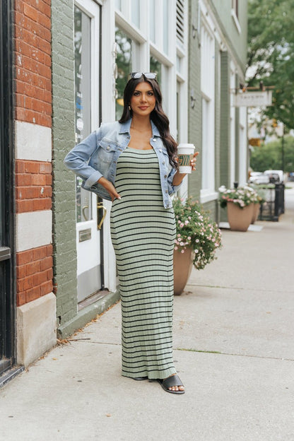 Light Green Striped Tank Maxi Dress - Magnolia Boutique