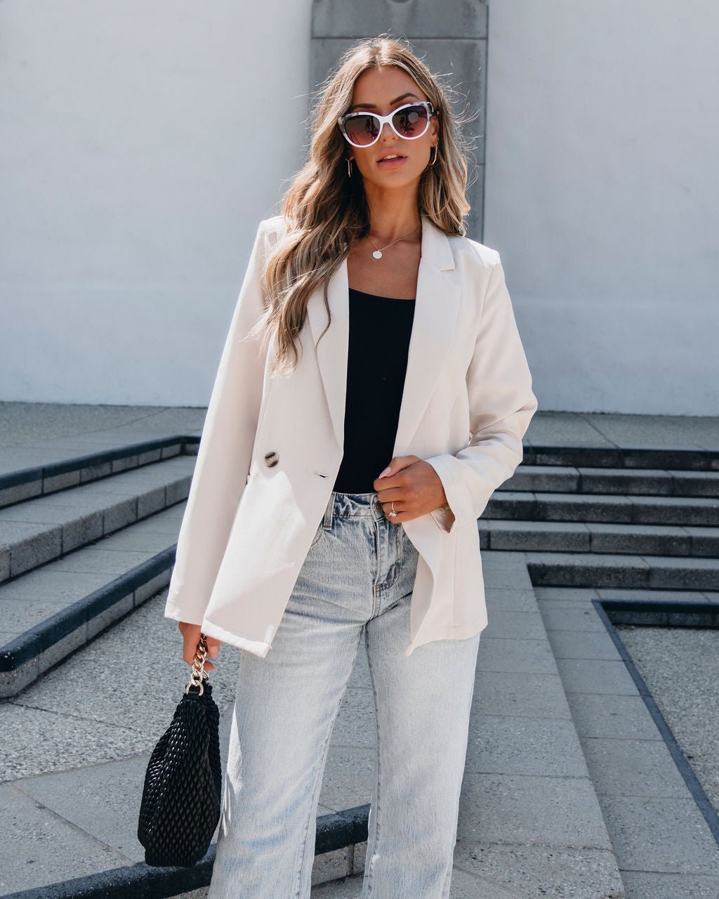 Light Khaki Double Breasted Blazer Jacket - FINAL SALE – Magnolia Boutique