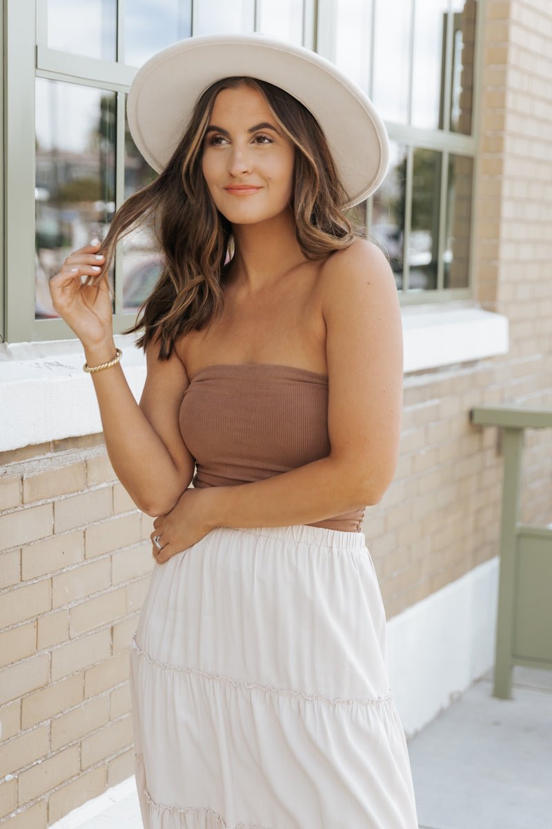 Light Mocha Jersey Ruched Tube Top - Magnolia Boutique