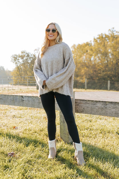 Light Mocha Oversized Ribbed Sweater - Magnolia Boutique