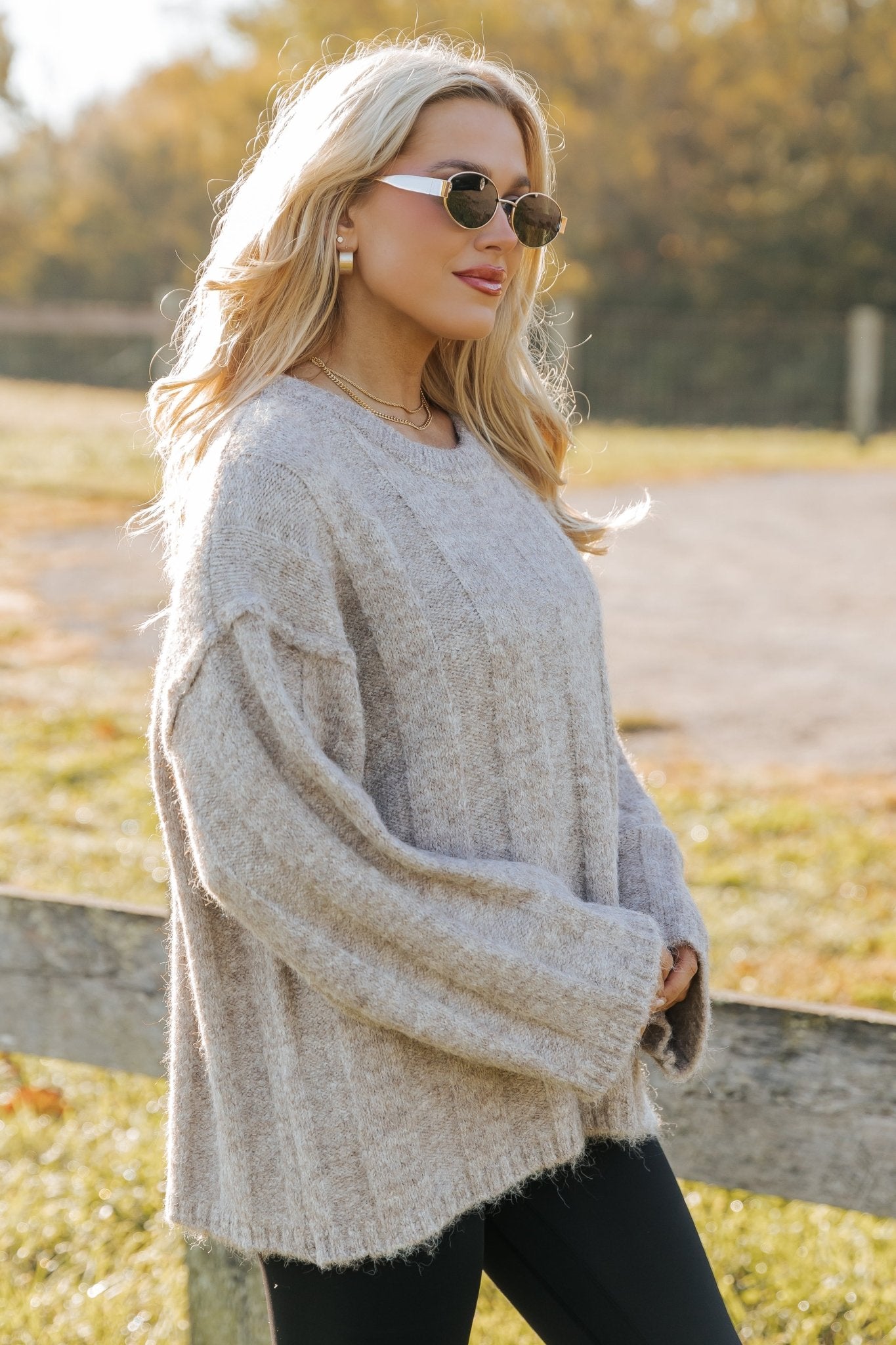 Light Mocha Oversized Ribbed Sweater - Magnolia Boutique