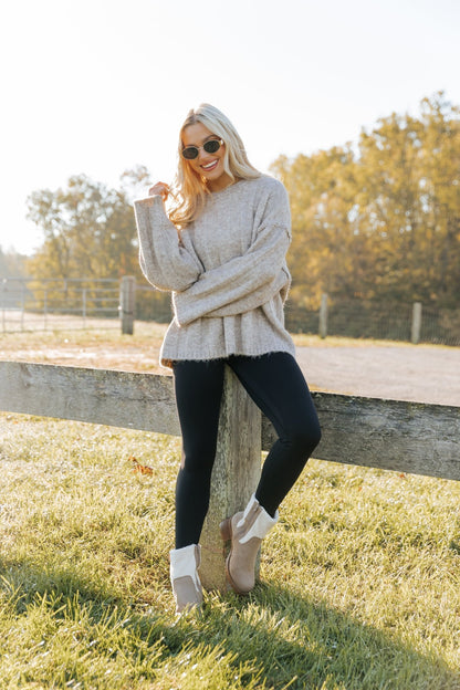 Light Mocha Oversized Ribbed Sweater - Magnolia Boutique