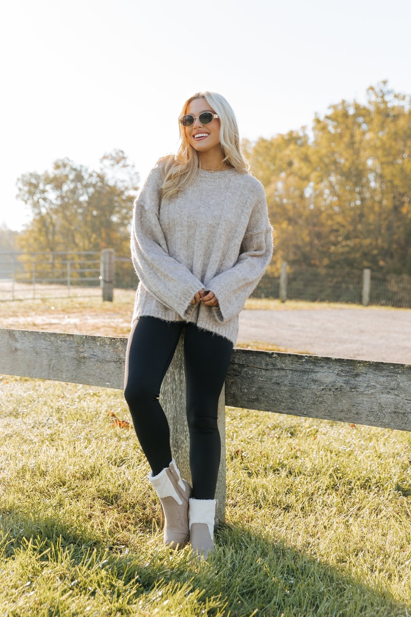 Light Mocha Oversized Ribbed Sweater - Magnolia Boutique