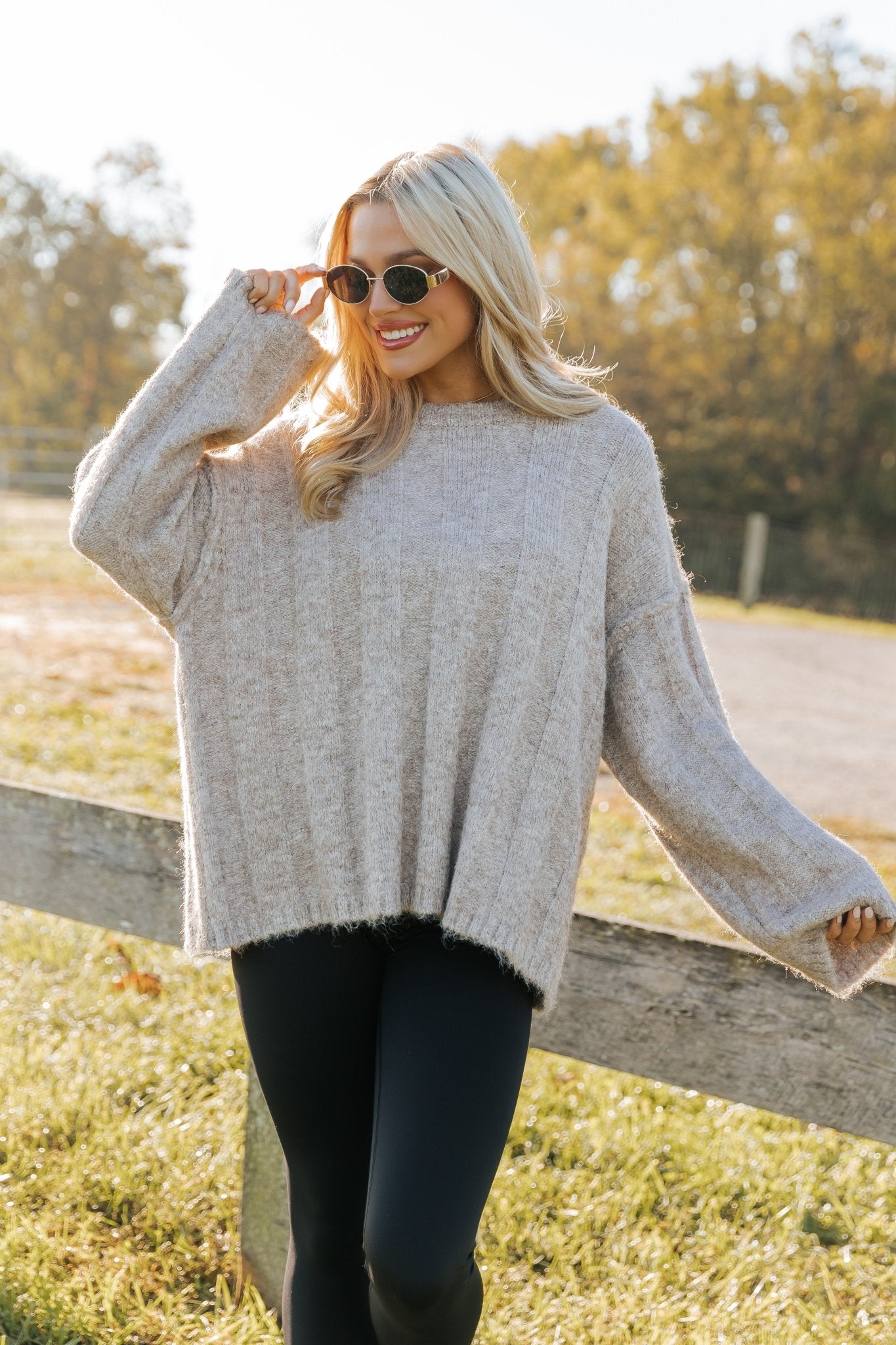 Light Mocha Oversized Ribbed Sweater - Magnolia Boutique