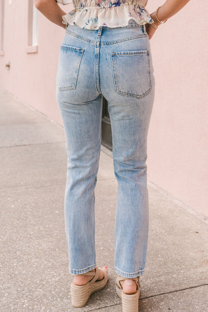 Light Wash Destroyed Boyfriend Jeans - Magnolia Boutique