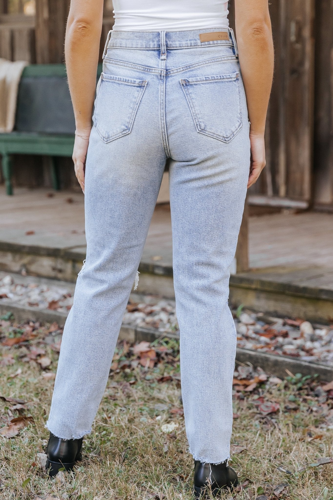 Light Wash High Rise Distressed Straight Leg Jeans - Magnolia Boutique