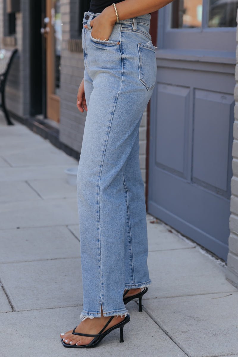 Light Wash Super High Rise Dad Jeans - Magnolia Boutique