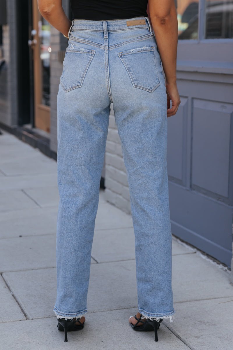 Light Wash Super High Rise Dad Jeans - Magnolia Boutique