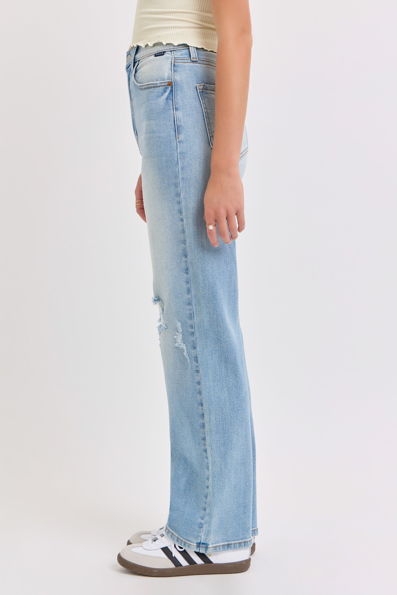 Light Wash Super High Rise Distressed Dad Jeans - Magnolia Boutique