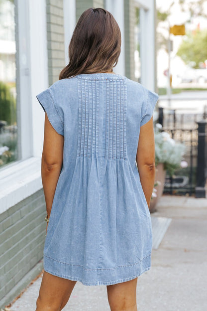 Made For You Denim Pleated Mini Dress - Magnolia Boutique