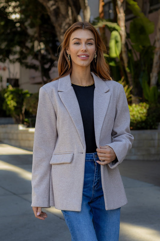 Make An Impression Blazer Coat - Oatmeal - Magnolia Boutique