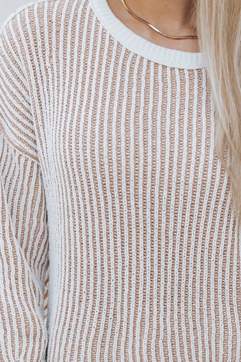 Maria Textured Pullover Sweater - Khaki - Magnolia Boutique