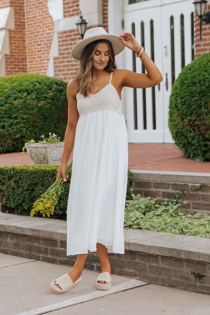 Marina White Crochet Midi Dress - Magnolia Boutique