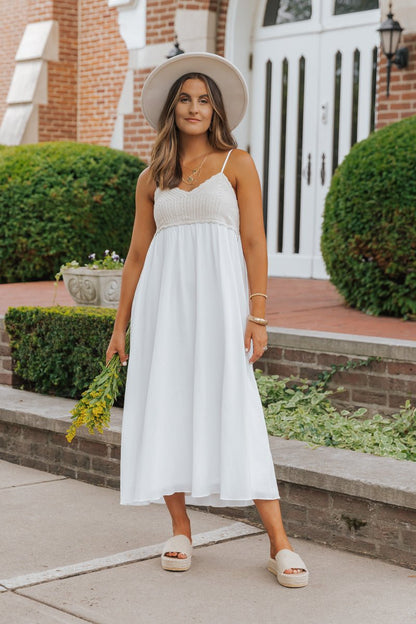 Marina White Crochet Midi Dress - Magnolia Boutique