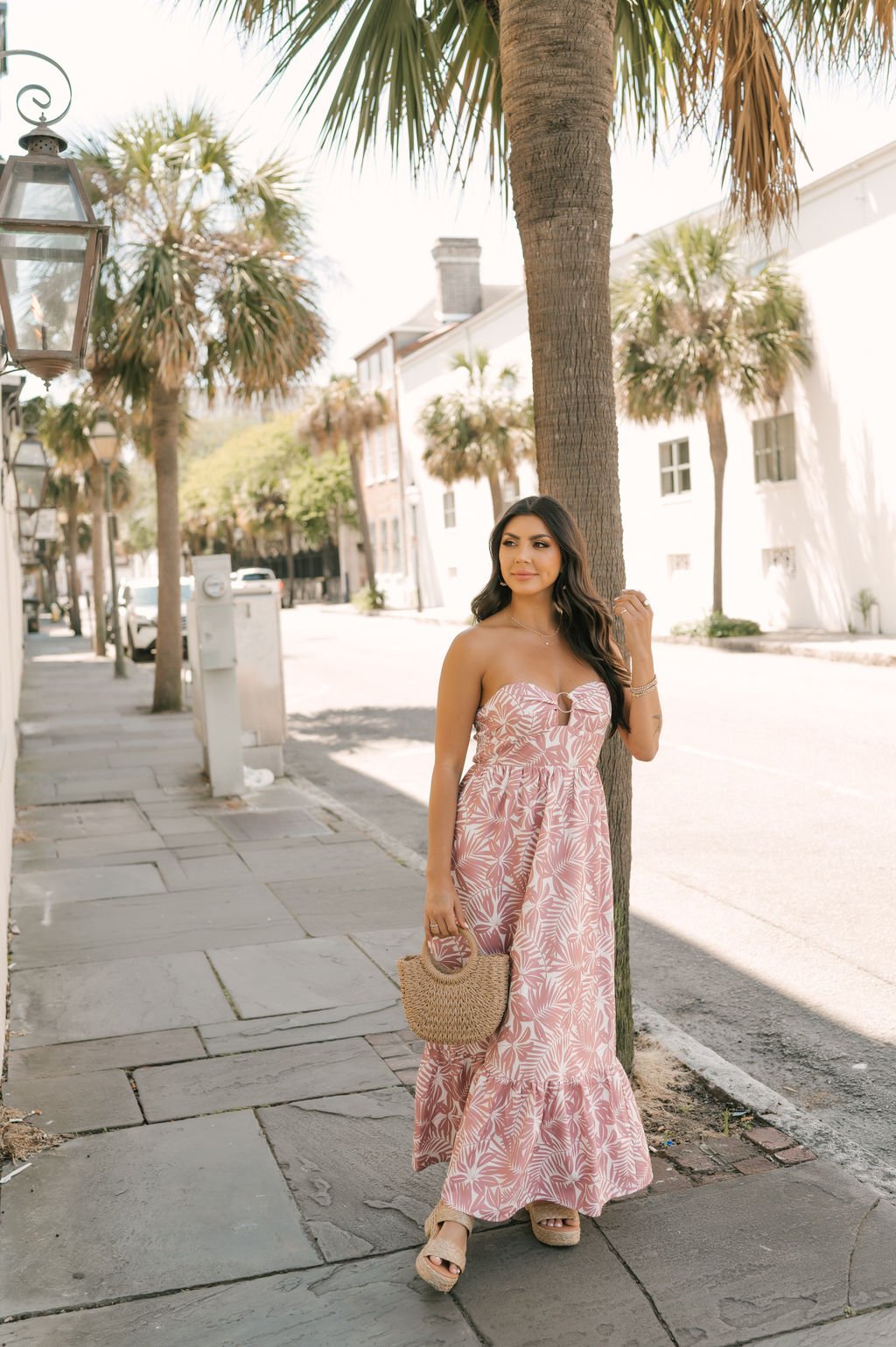 Mauve Floral Print Strapless Maxi Dress - Magnolia Boutique