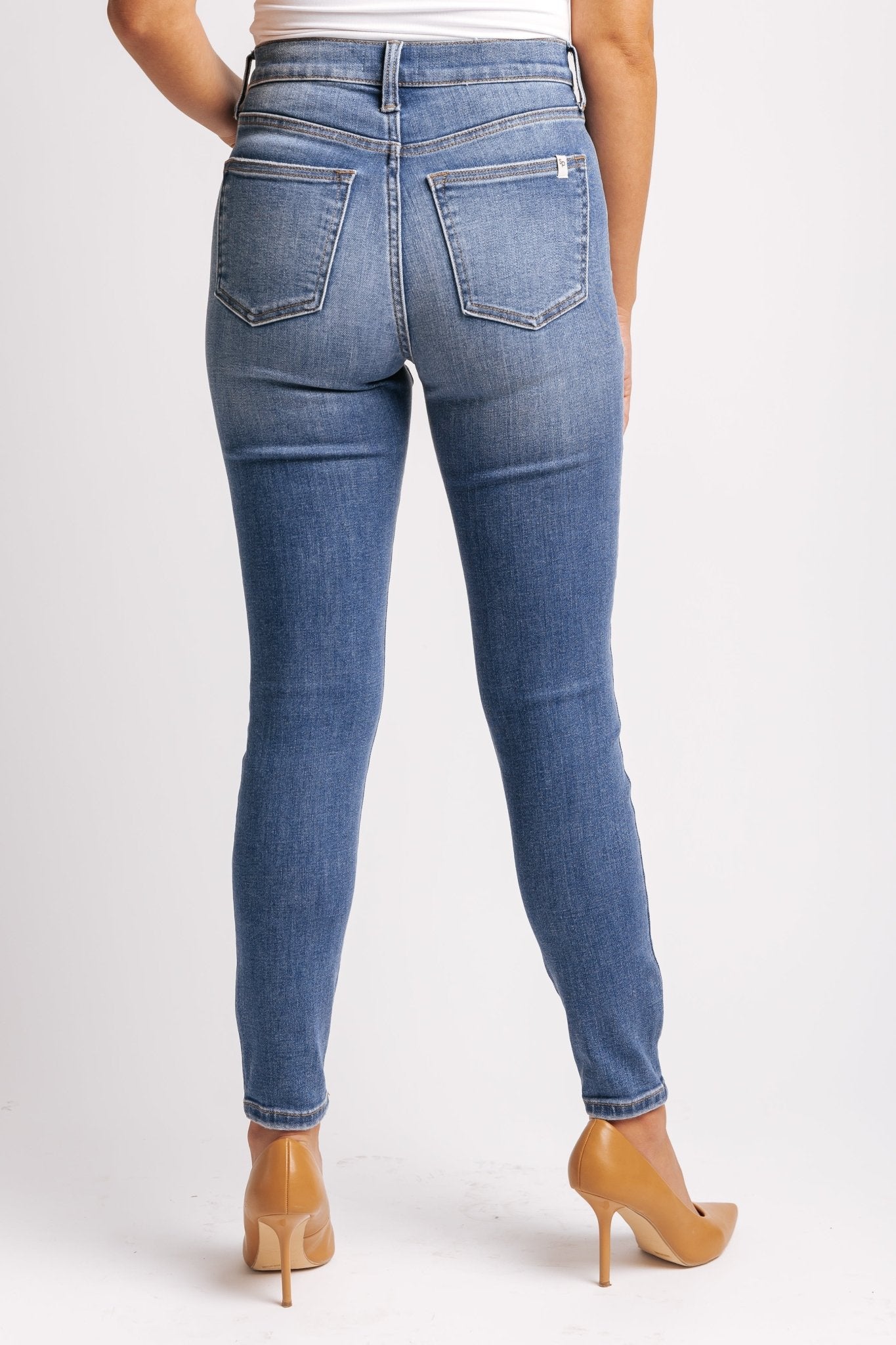 Medium Dark Wash High Rise Skinny Jeans - Magnolia Boutique