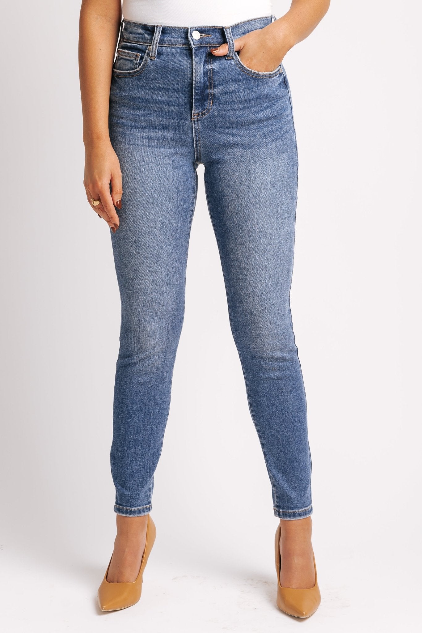 Medium Dark Wash High Rise Skinny Jeans - Magnolia Boutique