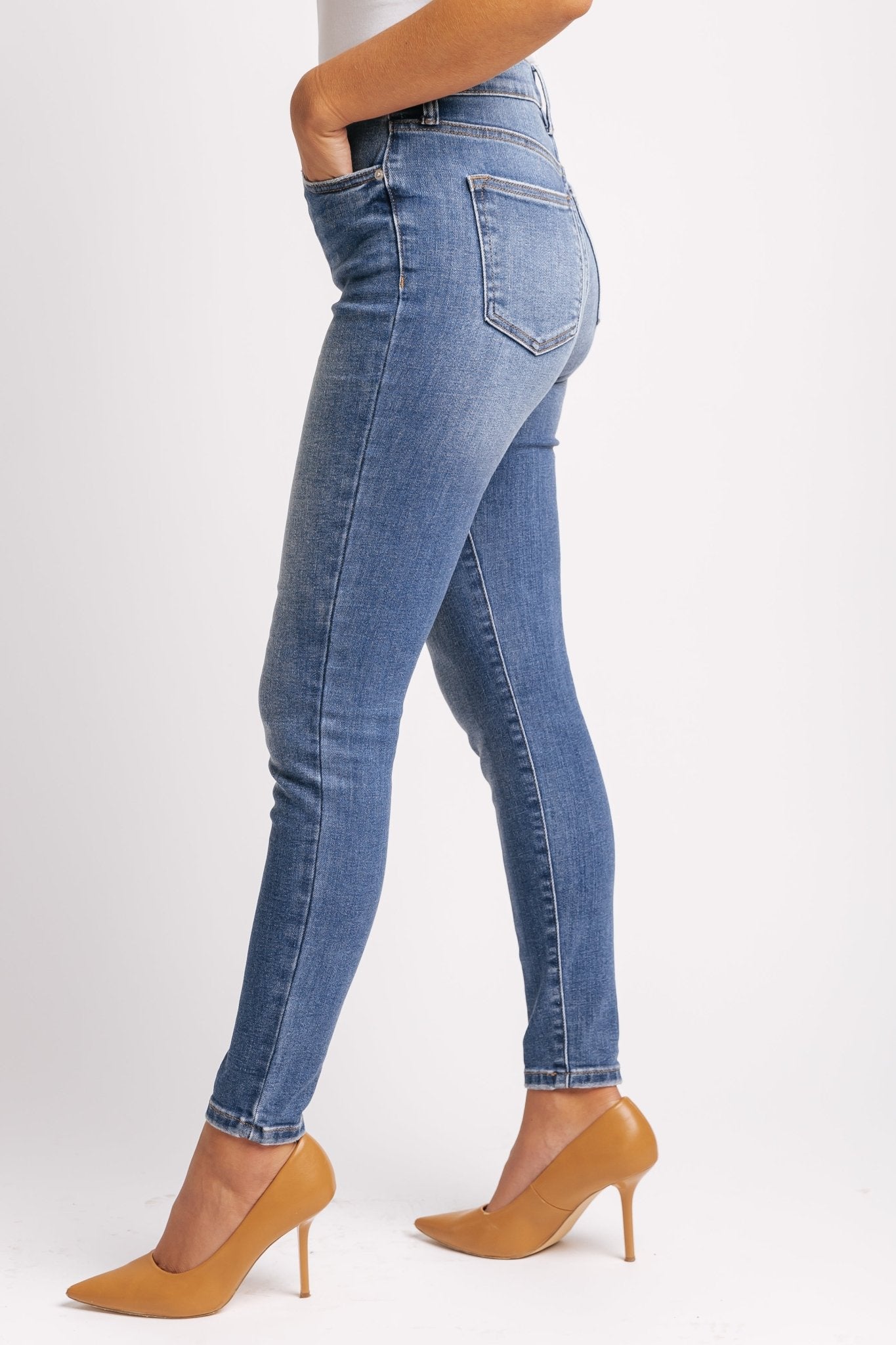 Medium Dark Wash High Rise Skinny Jeans - Magnolia Boutique