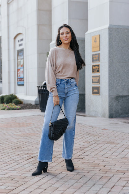 Medium Light Wash Super High Rise Dad Jeans - Magnolia Boutique