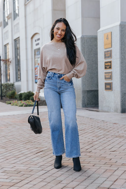 Medium Light Wash Super High Rise Dad Jeans - Magnolia Boutique