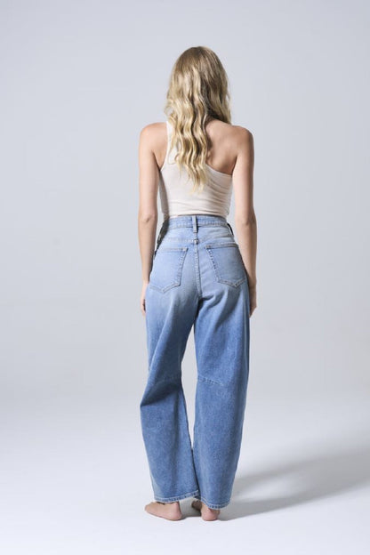 Medium Light Wash Wide Leg Barrel Jeans - Magnolia Boutique