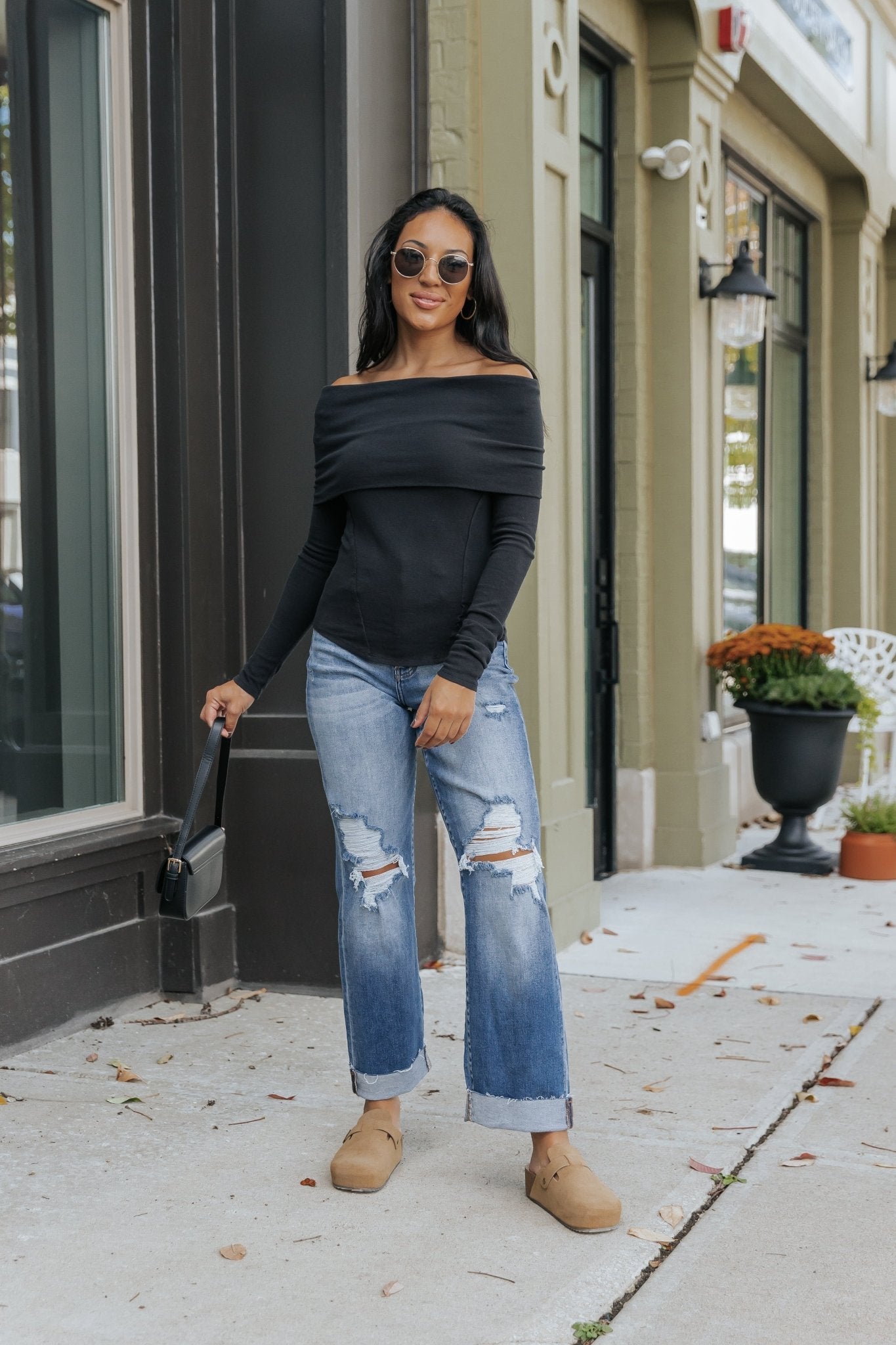 Medium Wash High Rise Cuffed Dad Jeans - Magnolia Boutique