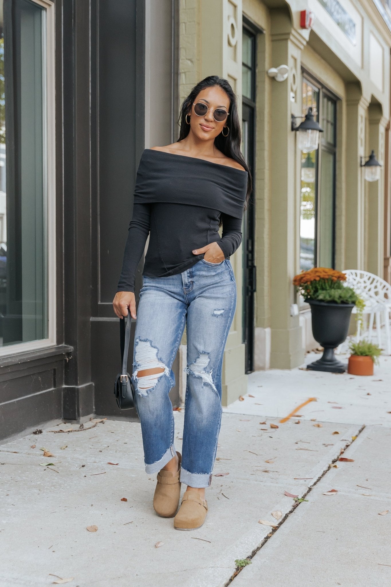 Medium Wash High Rise Cuffed Dad Jeans - Magnolia Boutique