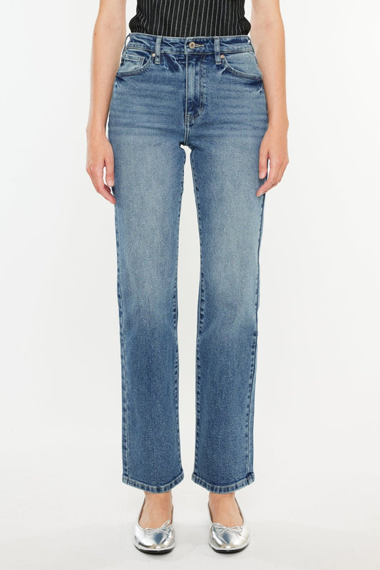 Medium Wash High Rise Relaxed Straight Leg Jeans - Magnolia Boutique