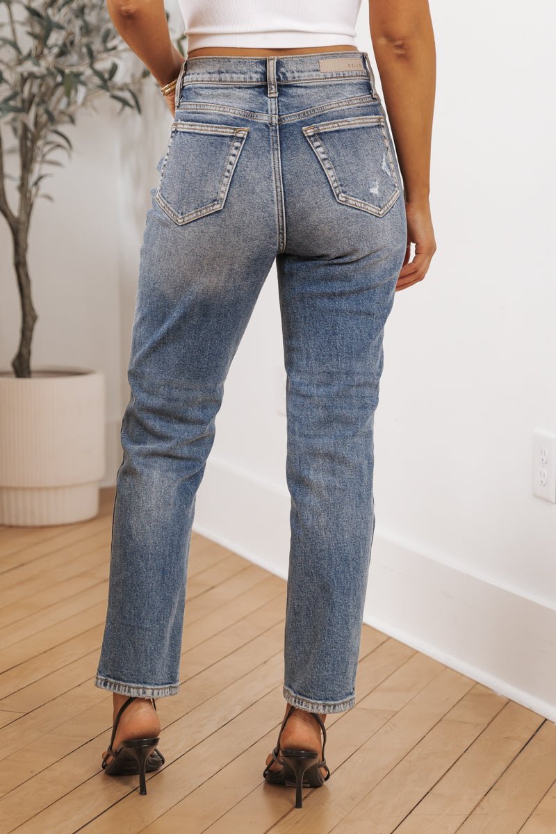 Medium Wash High Rise Straight Leg Jeans - Magnolia Boutique
