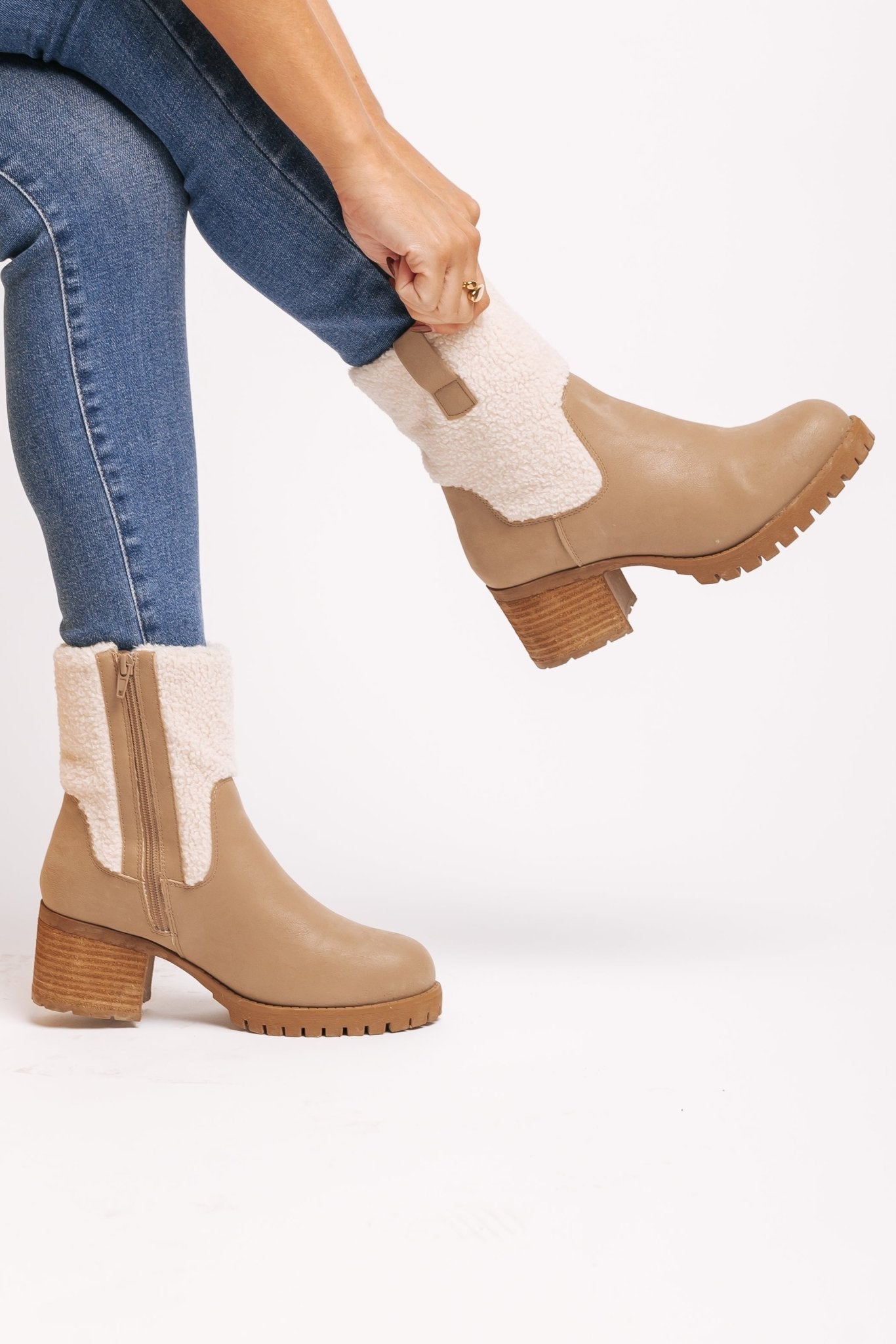 MIA Jakob Sherpa Heeled Booties - Magnolia Boutique