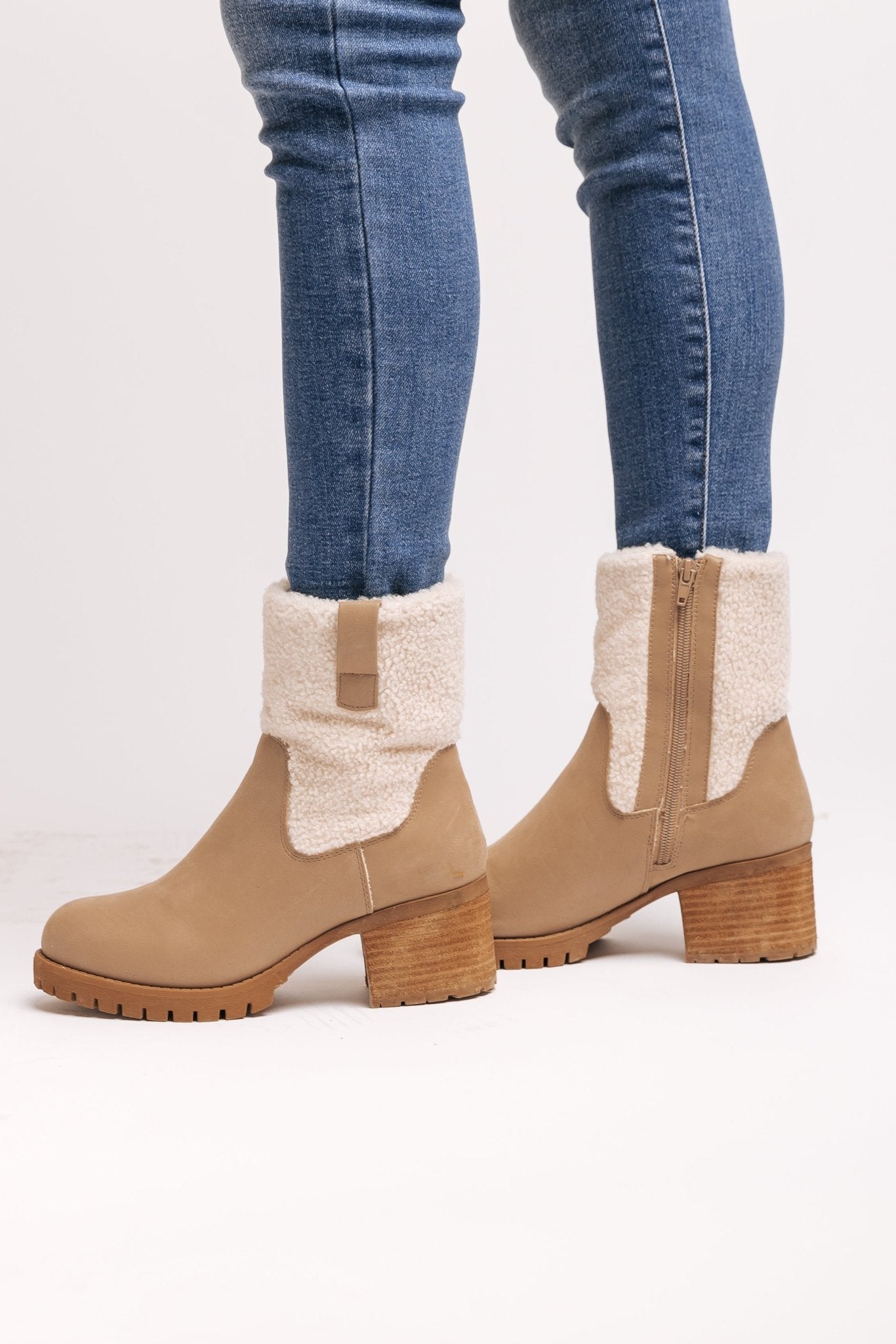 MIA Jakob Sherpa Heeled Booties - Magnolia Boutique