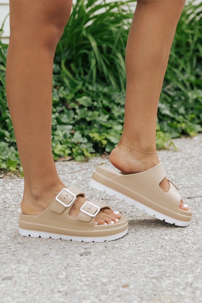 MIA Santi Sand Dual Strap Slide Sandals - Magnolia Boutique