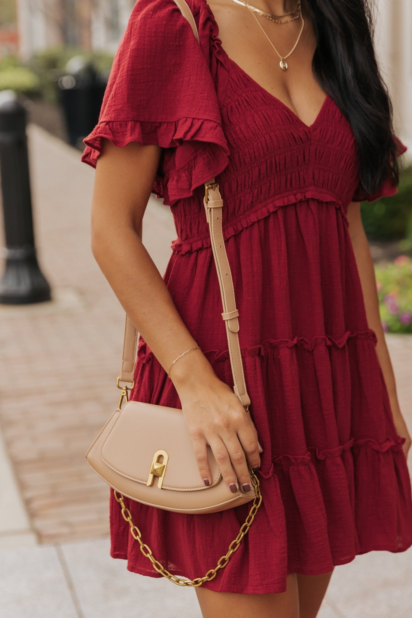 Miranda Faux Leather Crossbody Bag - Beige - Magnolia Boutique