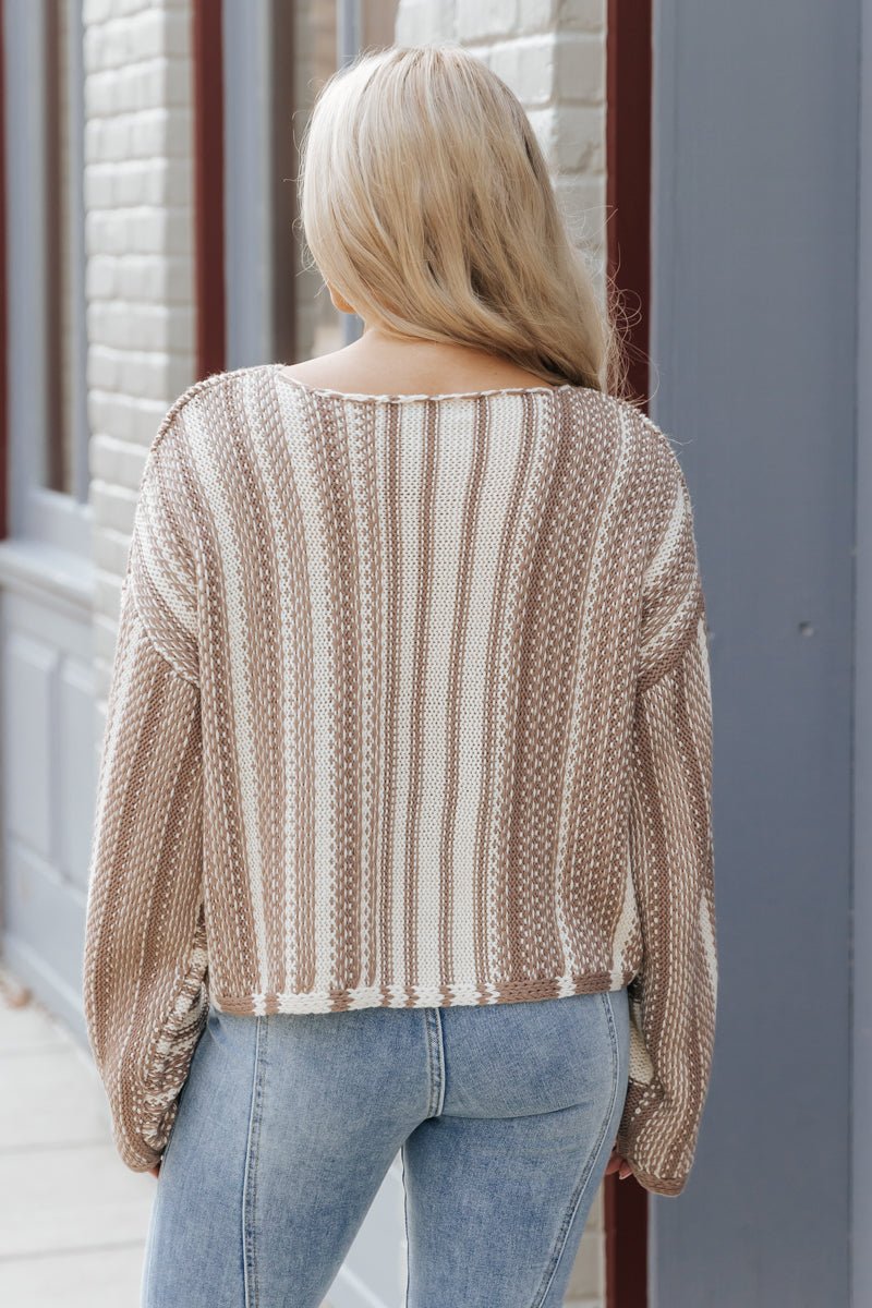 Mocha Mix Striped Pullover Sweater - Magnolia Boutique