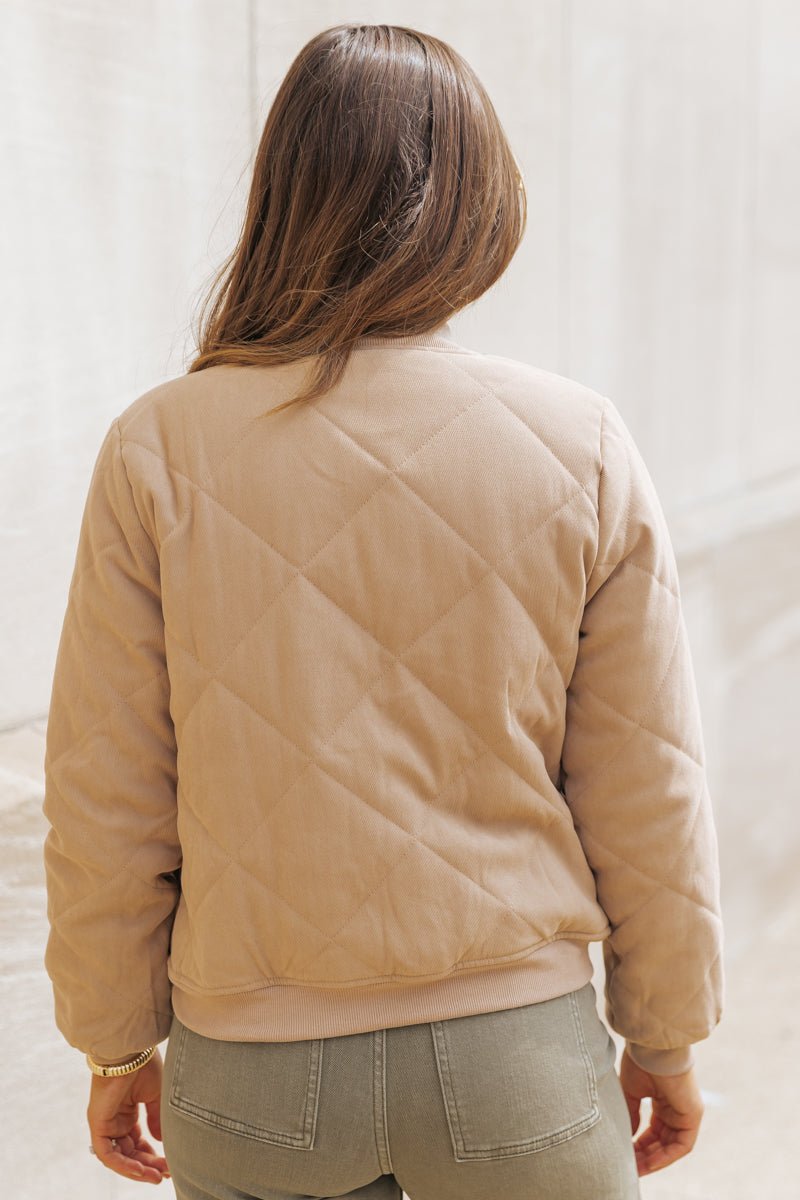 Mocha Quilted Bomber Jacket - Magnolia Boutique