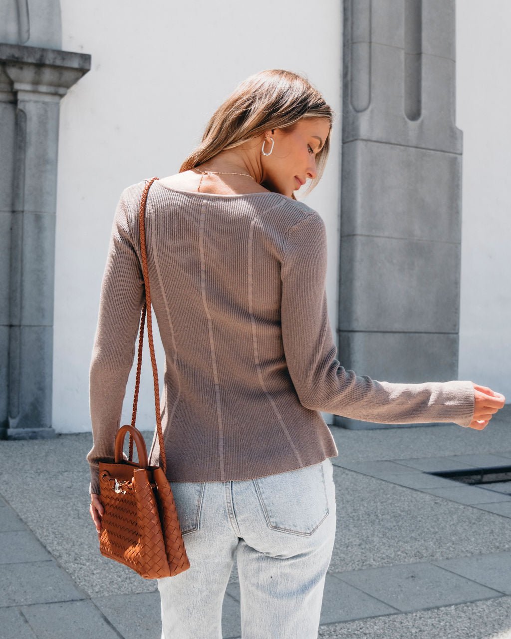 Mocha Ribbed Peplum Sweater Top - Magnolia Boutique