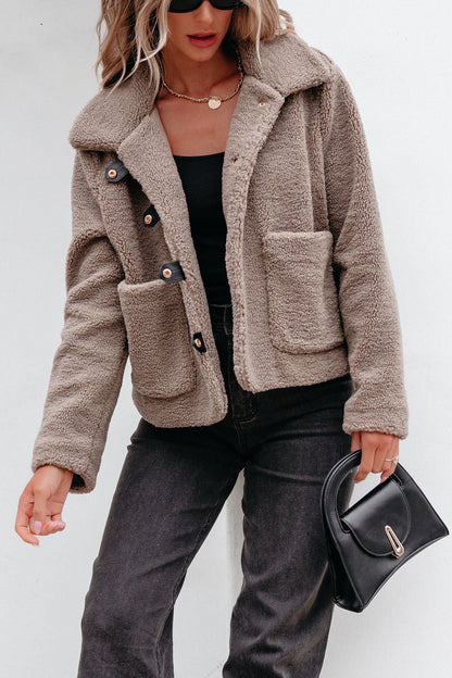 Mocha Sherpa Button Up Jacket - Magnolia Boutique