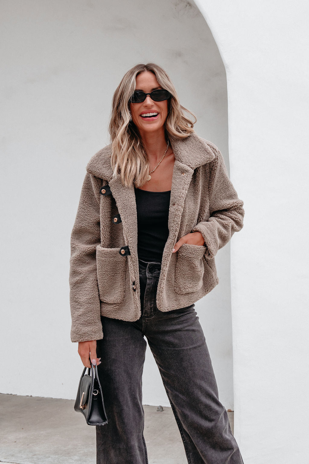 Mocha Sherpa Button Up Jacket - Magnolia Boutique