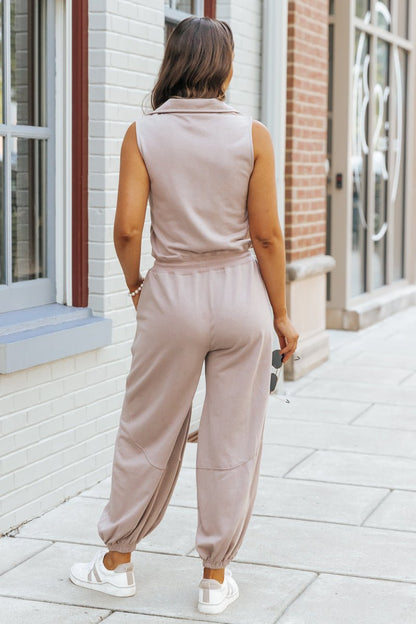 Mocha Sleeveless Jogger Style Jumpsuit - Magnolia Boutique