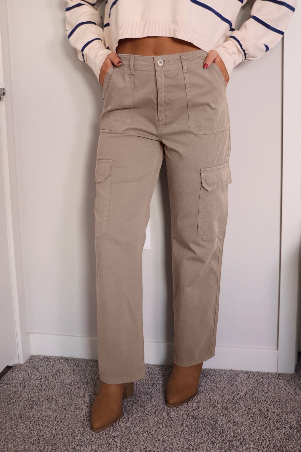 Mocha Straight Leg Cargo Pants - Magnolia Boutique