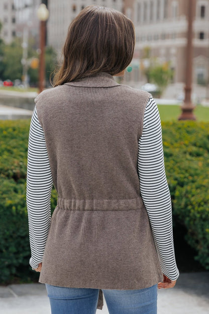 Mocha Tie Front Sweater Vest - Magnolia Boutique