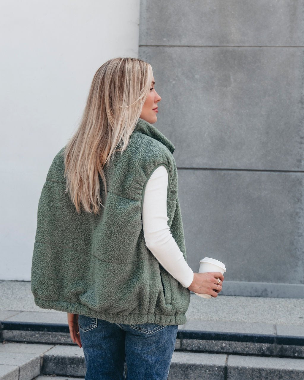 Mountainside Zip Up Fleece Vest - Sage - Magnolia Boutique