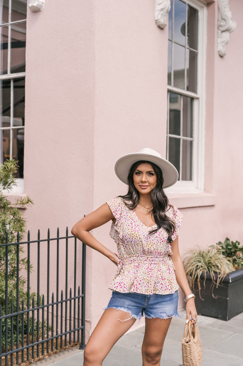 Multi Floral Print Peplum Top - Magnolia Boutique