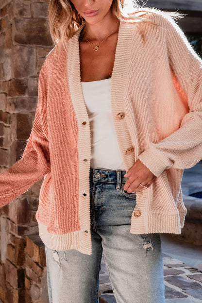 Multi Pink Color Block Button Down Cardigan - Magnolia Boutique