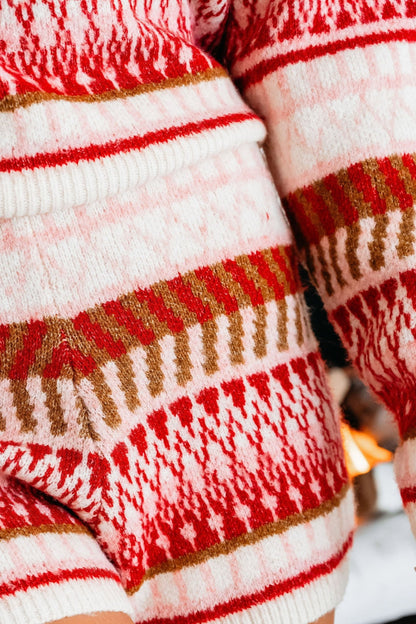 Multi Red Striped Sweater and Shorts Set - Magnolia Boutique