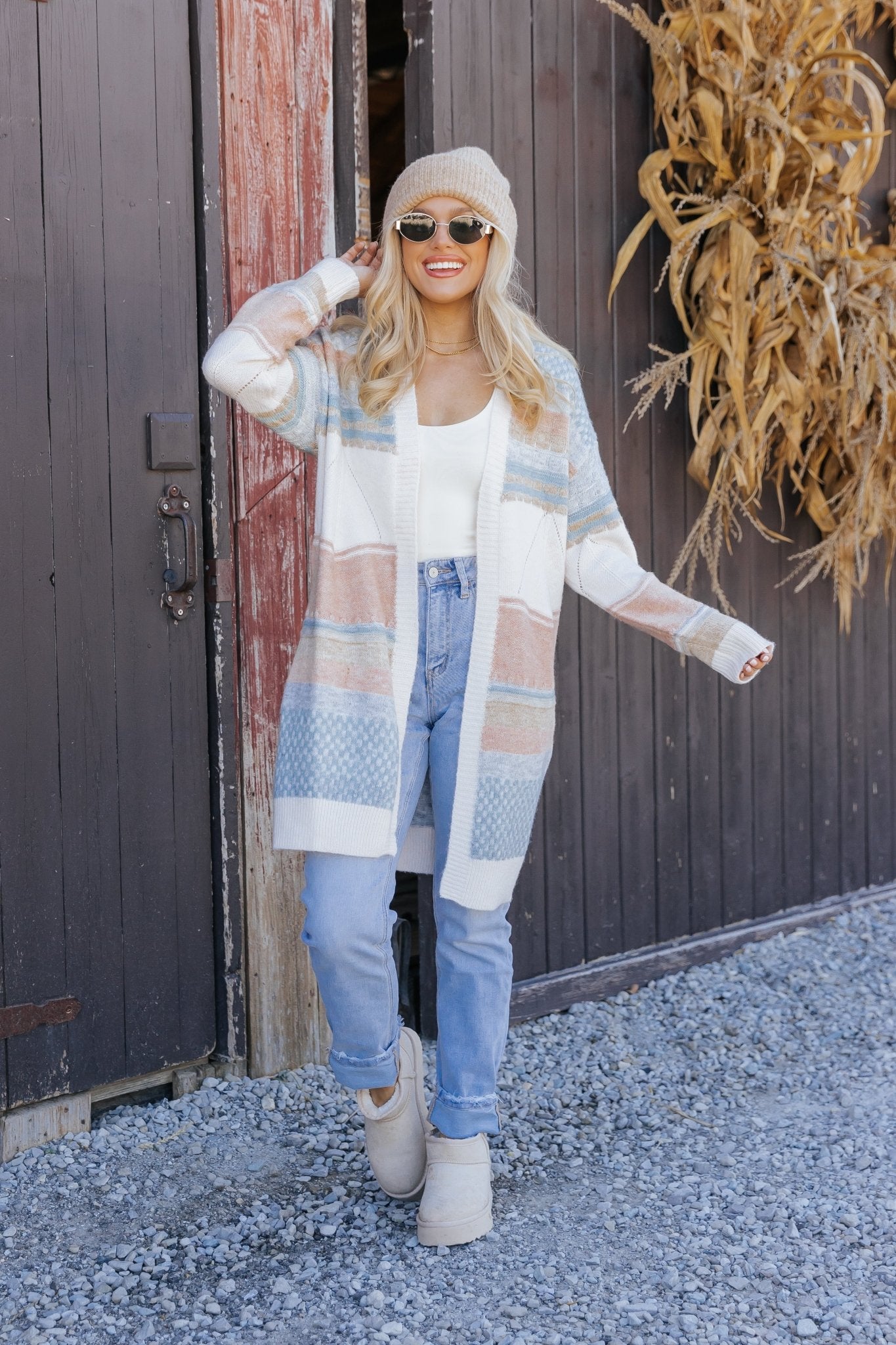 Multi Stripe Color Block Ribbed Cardigan - Magnolia Boutique