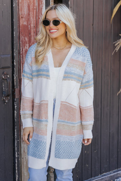 Multi Stripe Color Block Ribbed Cardigan - Magnolia Boutique