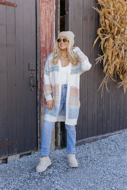 Multi Stripe Color Block Ribbed Cardigan - Magnolia Boutique