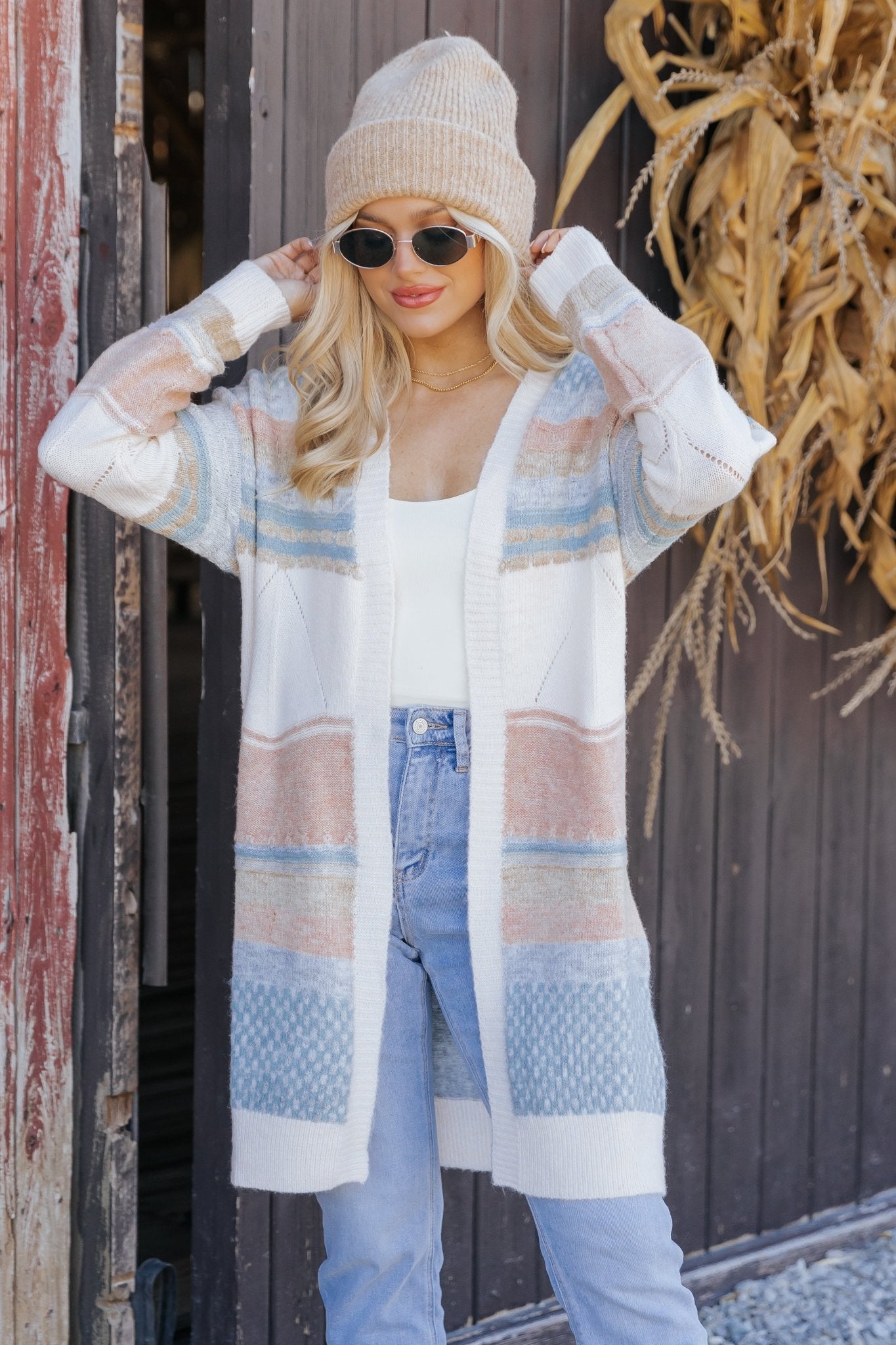 Multi Stripe Color Block Ribbed Cardigan - Magnolia Boutique